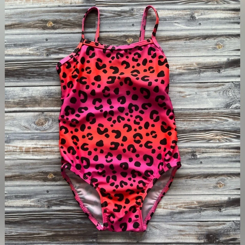 JOE Boxer pink orange leopard one piece swimsuit 18 months